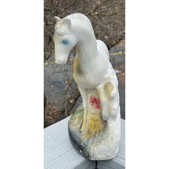 Vintage Early 20th C. Carnival Chalkware Prize Horse Glitter Painted Sculpture - Picture 15 of 16